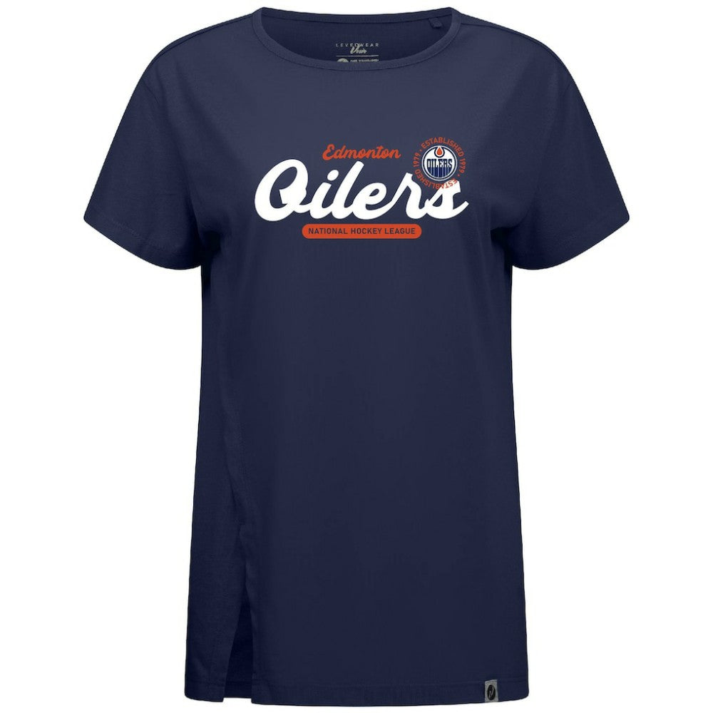 Edmonton Oilers Levelwear Women's Influx Monument T-Shirt - Navy T-shirts