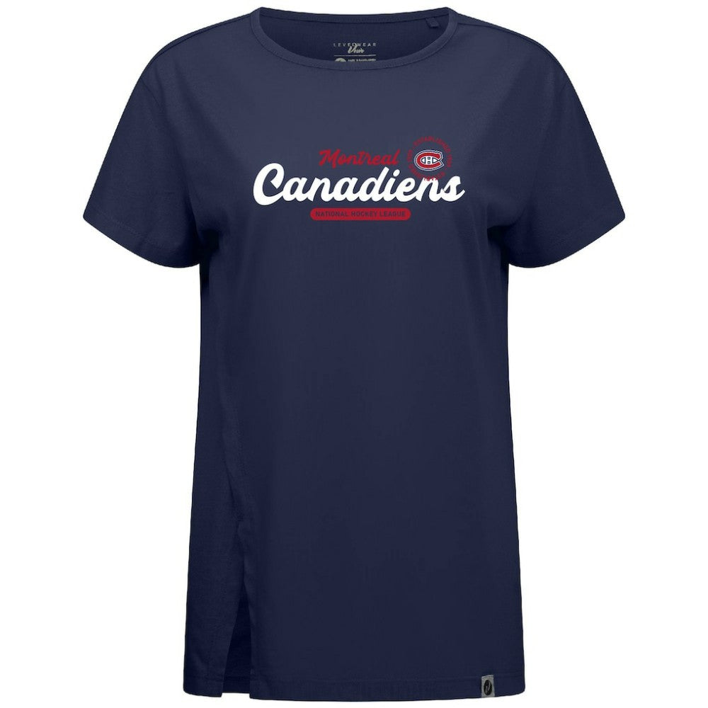 Montreal Canadiens Levelwear Women's Influx Monument T-Shirt - Navy T-shirts