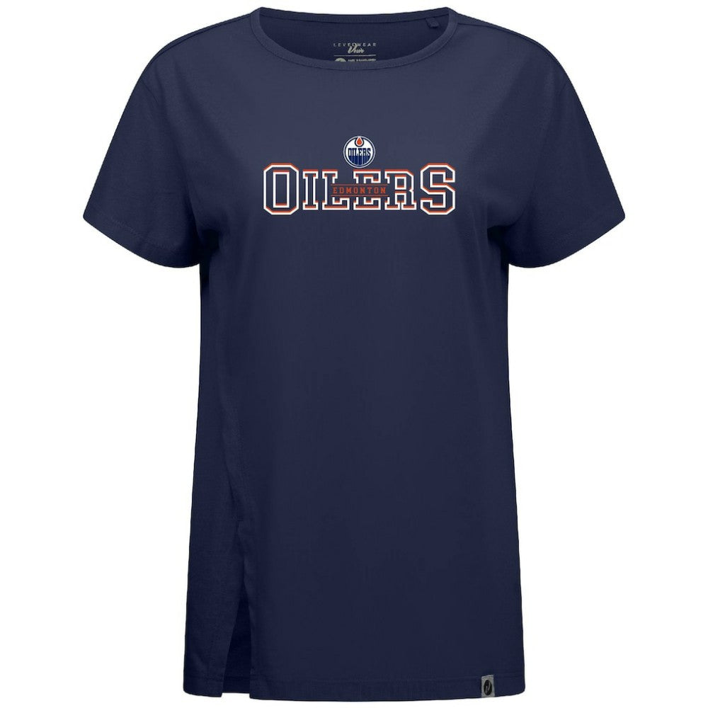 Edmonton Oilers Levelwear Women's Influx Journey T-Shirt - Navy T-shirts