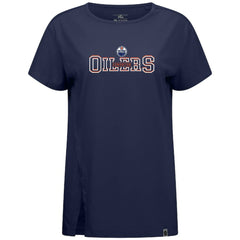 Edmonton Oilers Levelwear Women's Influx Journey T-Shirt - Navy T-shirts