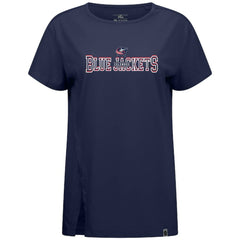 Columbus Blue Jackets Levelwear Women's Influx Journey T-Shirt - Navy T-shirts