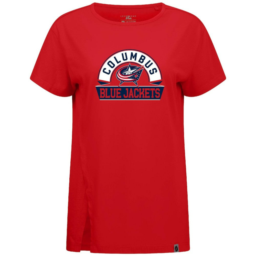 Columbus Blue Jackets Levelwear Women's Influx Banner Arch T-Shirt - Red T-shirts