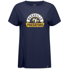 Nashville Predators Levelwear Women's Influx Banner Arch T-Shirt - Navy T-shirts