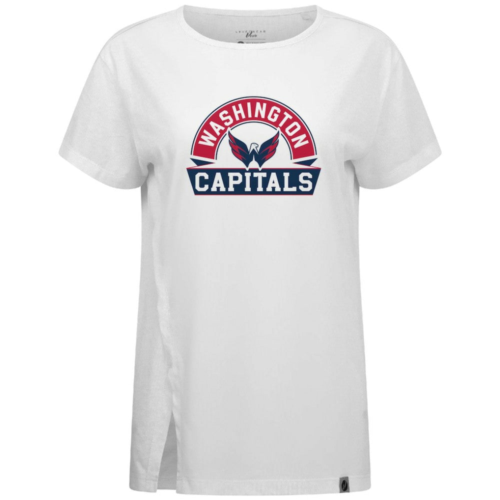 Washington Capitals Levelwear Women's Influx Banner Arch T-Shirt - White T-shirts