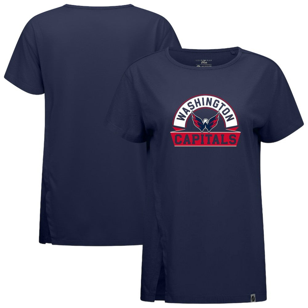 Washington Capitals Levelwear Women's Influx Banner Arch T-Shirt - Navy T-shirts