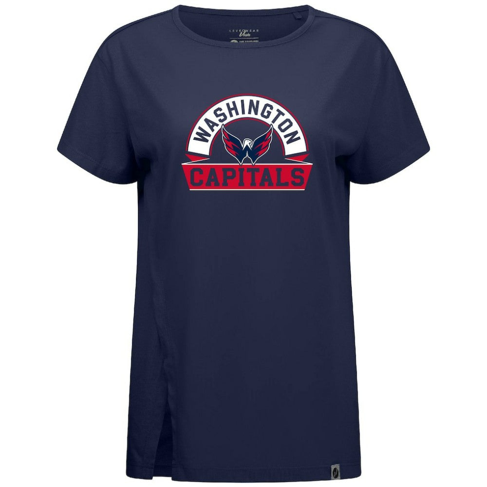 Washington Capitals Levelwear Women's Influx Banner Arch T-Shirt - Navy T-shirts