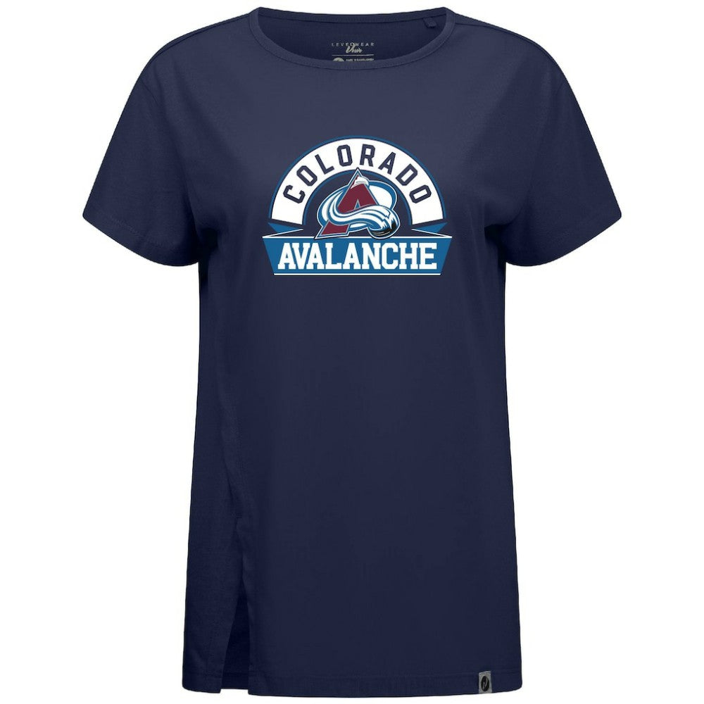 Colorado Avalanche Levelwear Women's Influx Banner Arch T-Shirt - Navy T-shirts