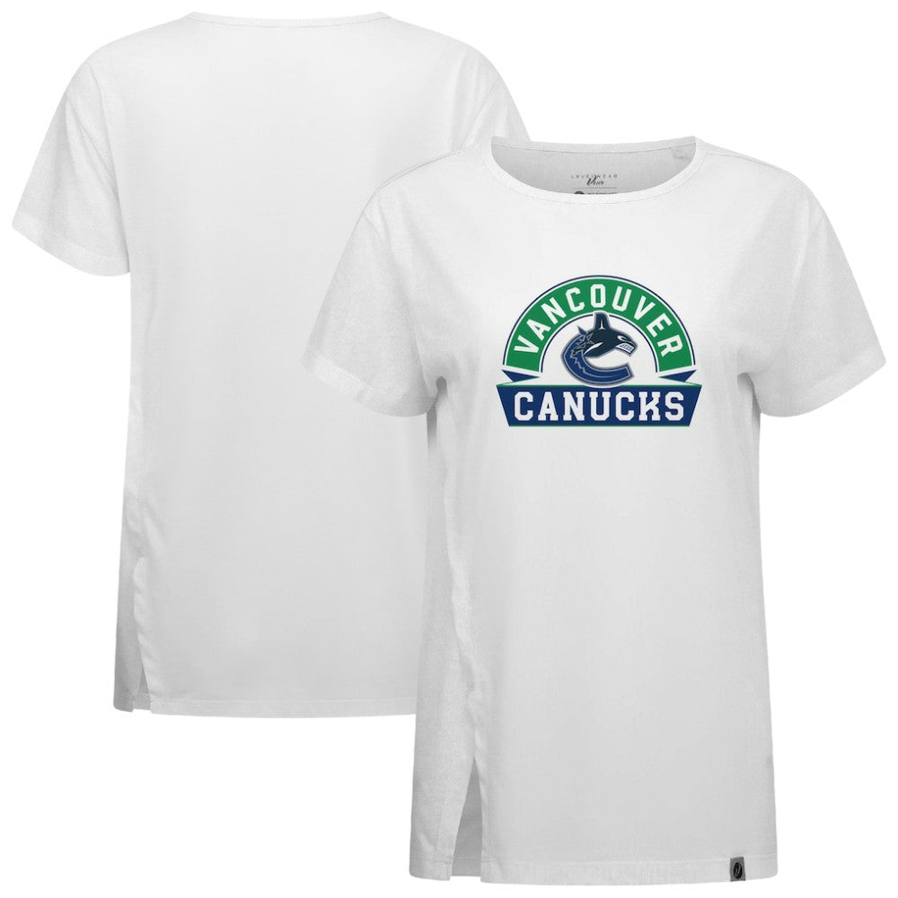 Vancouver Canucks Levelwear Women's Influx Banner Arch T-Shirt - White T-shirts