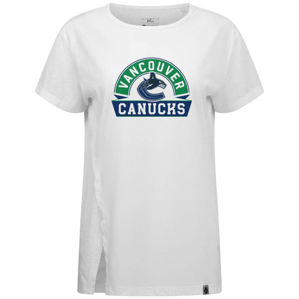 Vancouver Canucks Levelwear Women's Influx Banner Arch T-Shirt - White T-shirts
