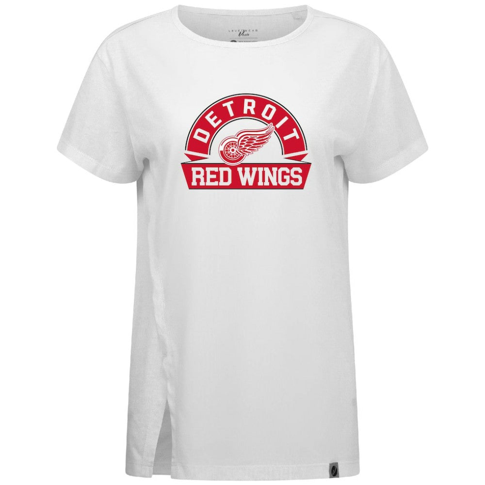 Detroit Red Wings Levelwear Women's Influx Banner Arch T-Shirt - White T-shirts
