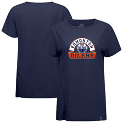 Edmonton Oilers Levelwear Women's Influx Banner Arch T-Shirt - Navy T-shirts