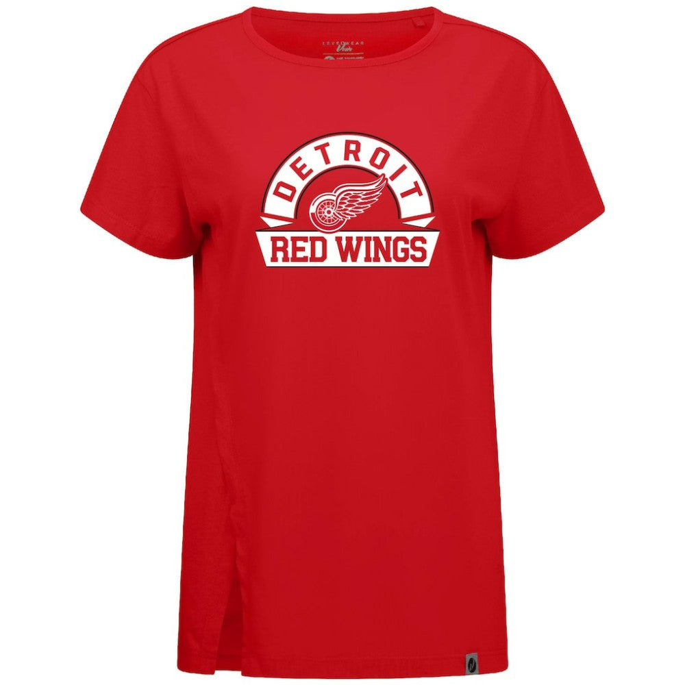 Detroit Red Wings Levelwear Women's Influx Banner Arch T-Shirt - Red T-shirts