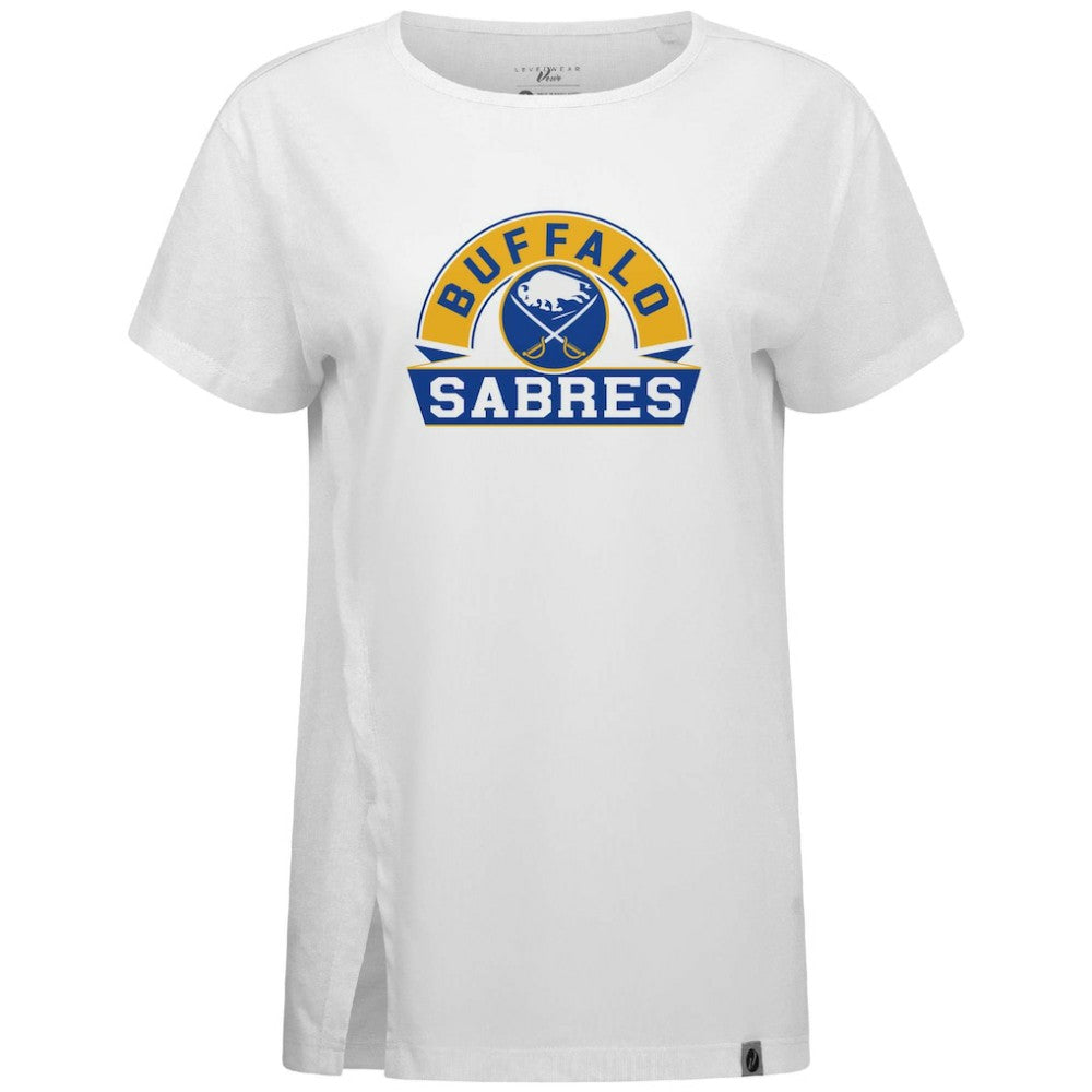 Buffalo Sabres Levelwear Women's Influx Banner Arch T-Shirt - White T-shirts