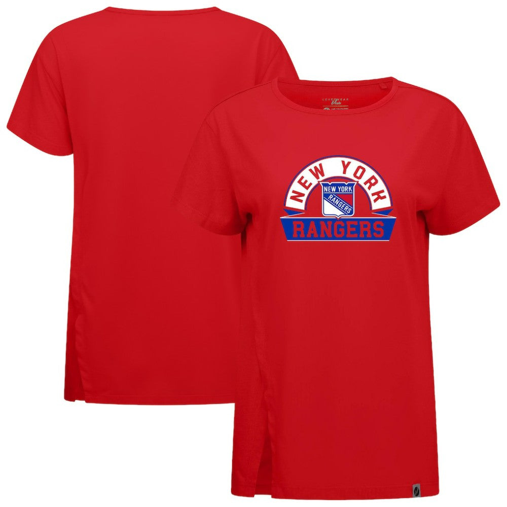 New York Rangers Levelwear Women's Influx Banner Arch T-Shirt - Red T-shirts