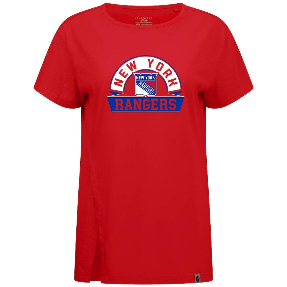 New York Rangers Levelwear Women's Influx Banner Arch T-Shirt - Red T-shirts
