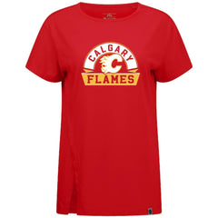 Calgary Flames Levelwear Women's Influx Banner Arch T-Shirt - Red T-shirts
