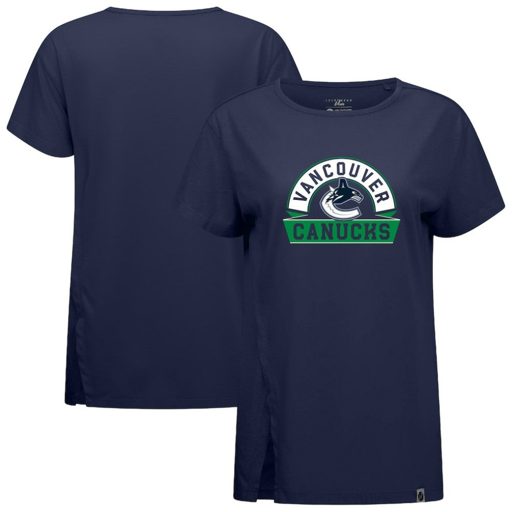Vancouver Canucks Levelwear Women's Influx Banner Arch T-Shirt - Navy T-shirts