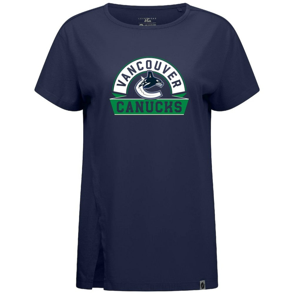 Vancouver Canucks Levelwear Women's Influx Banner Arch T-Shirt - Navy T-shirts