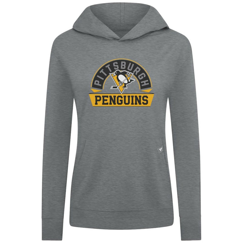 Pittsburgh Penguins Levelwear Women's Relay Banner Arch Pullover Hoodie - Gray Hoodies