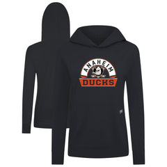 Anaheim Ducks Levelwear Women's Relay Banner Arch Pullover Hoodie - Black Hoodies