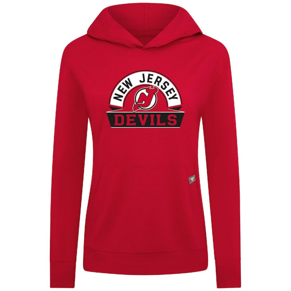 New Jersey Devils Levelwear Women's Relay Banner Arch Pullover Hoodie - Red Jerseys