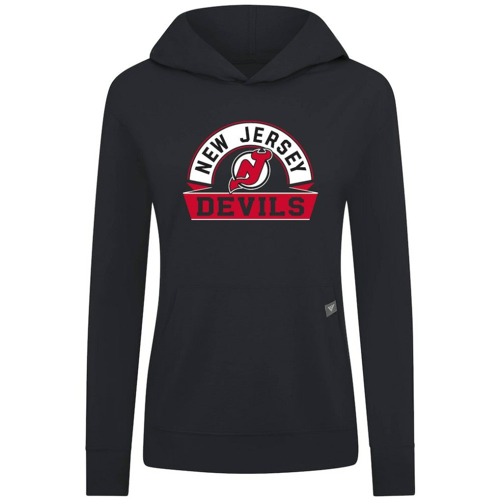 New Jersey Devils Levelwear Women's Relay Banner Arch Pullover Hoodie - Black Jerseys
