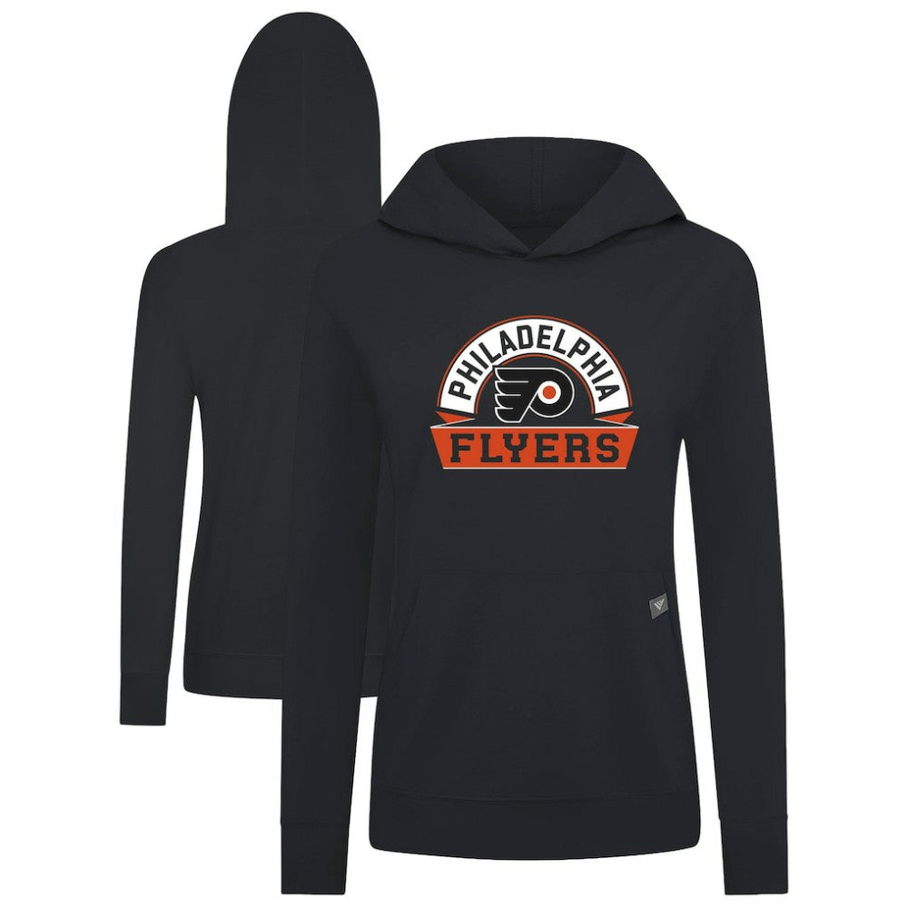 Philadelphia Flyers Levelwear Women's Relay Banner Arch Pullover Hoodie - Black Hoodies