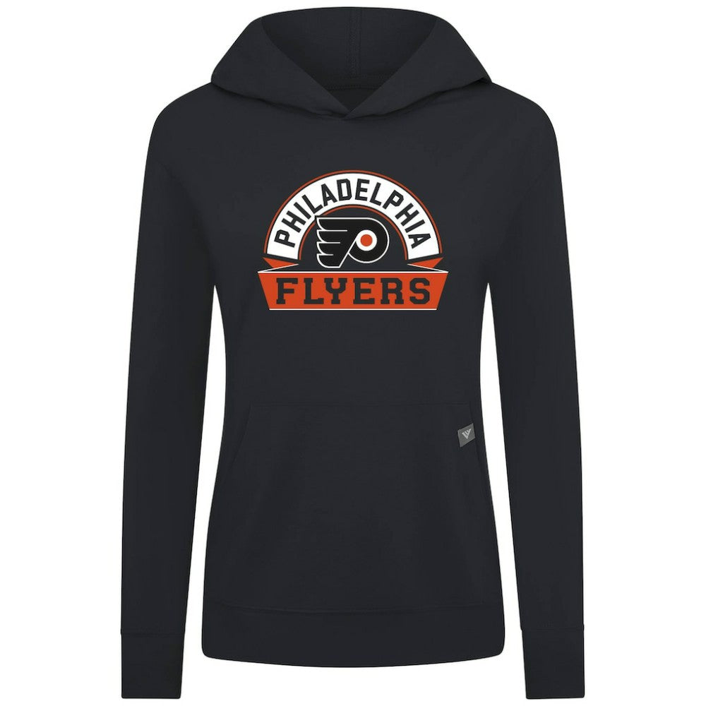 Philadelphia Flyers Levelwear Women's Relay Banner Arch Pullover Hoodie - Black Hoodies