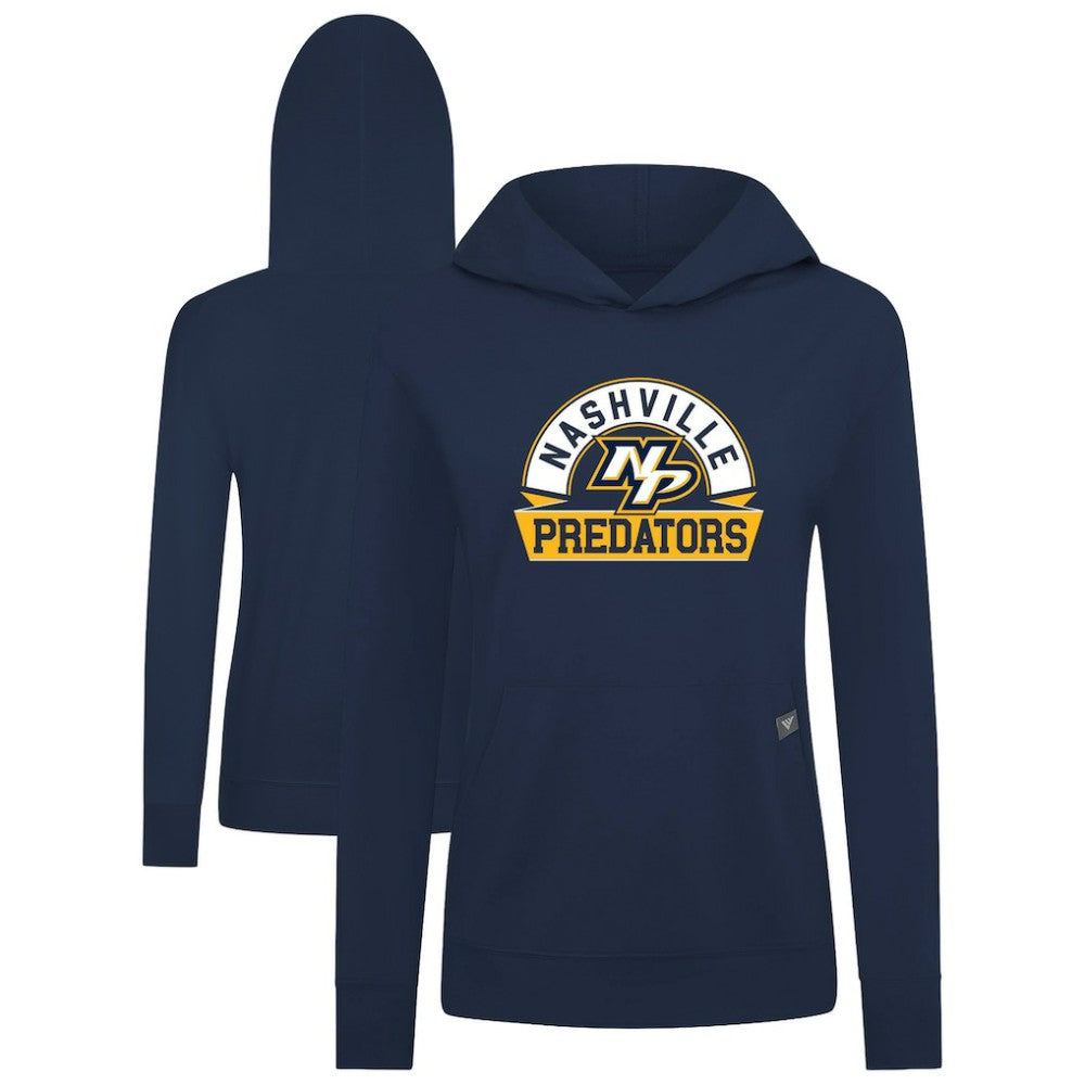 Nashville Predators Levelwear Women's Relay Banner Arch Pullover Hoodie - Navy Hoodies