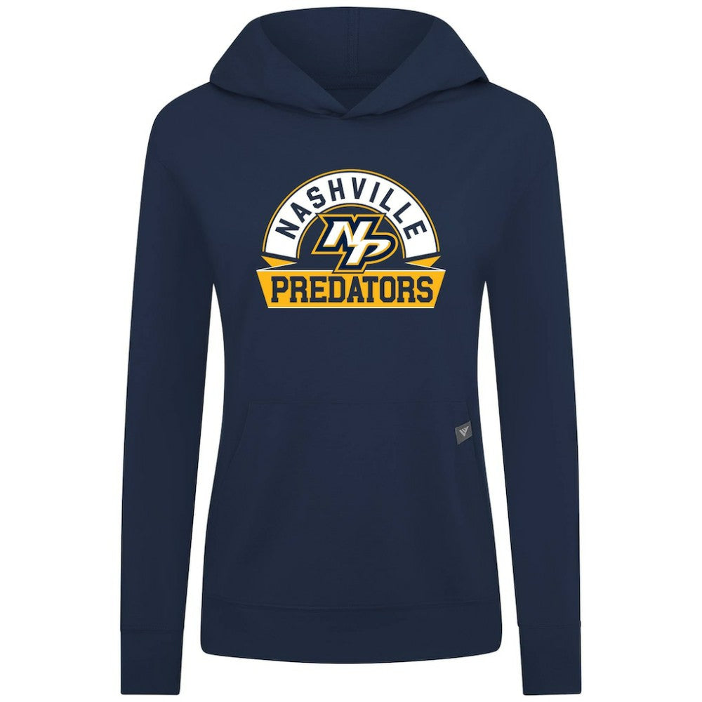 Nashville Predators Levelwear Women's Relay Banner Arch Pullover Hoodie - Navy Hoodies