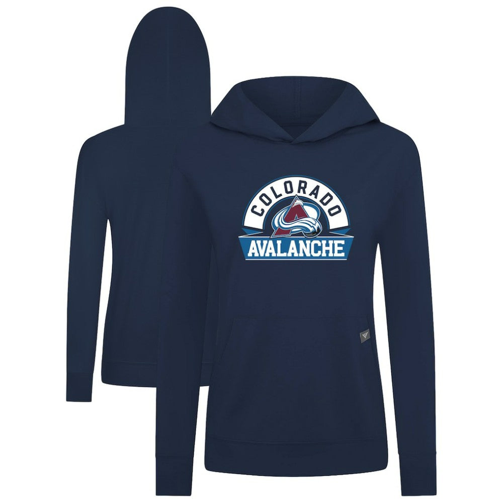 Colorado Avalanche Levelwear Women's Relay Banner Arch Pullover Hoodie - Navy Hoodies