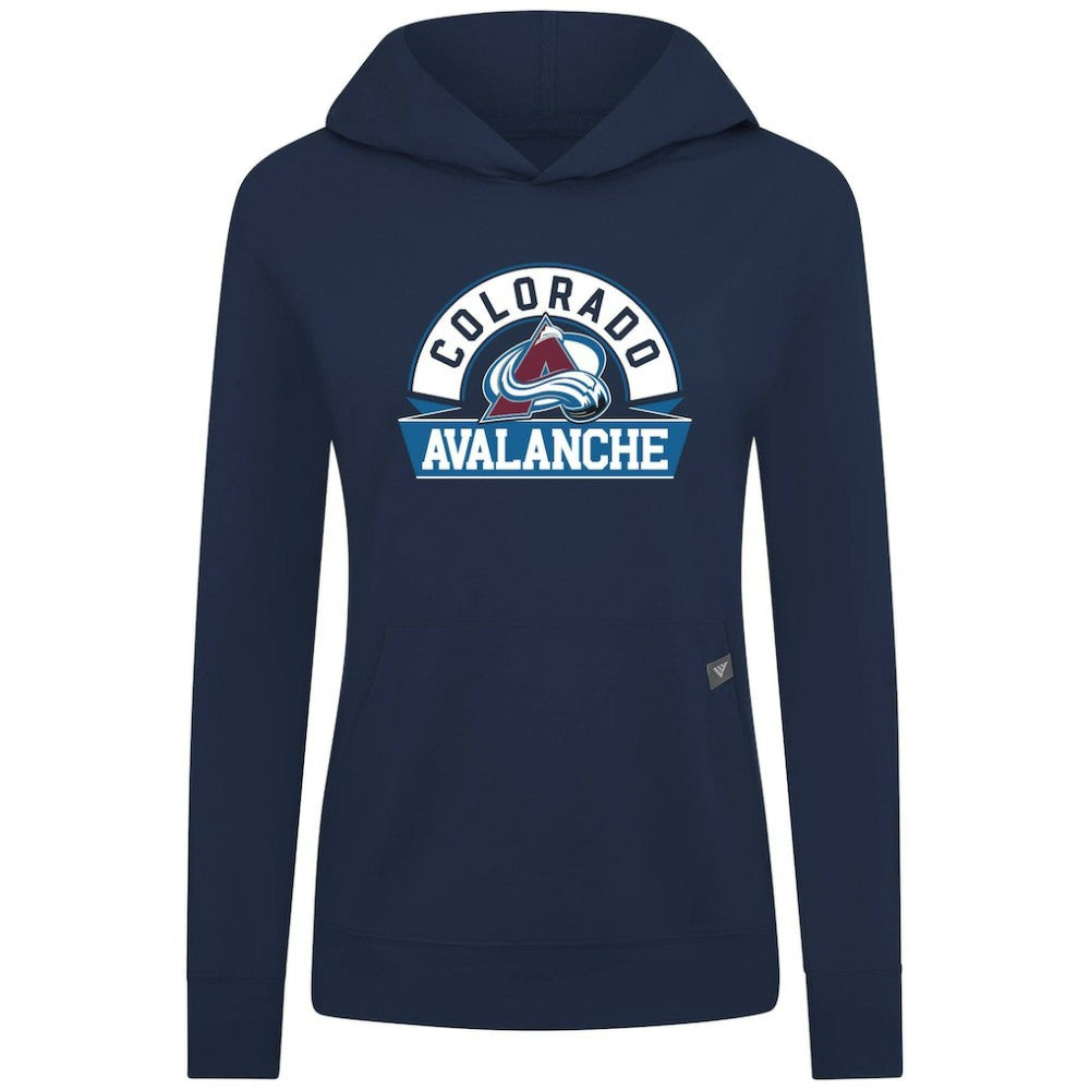 Colorado Avalanche Levelwear Women's Relay Banner Arch Pullover Hoodie - Navy Hoodies