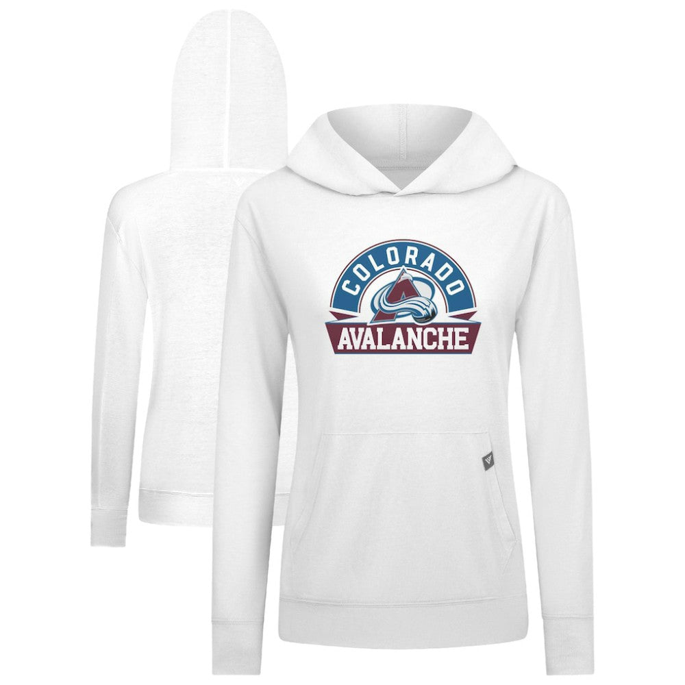 Colorado Avalanche Levelwear Women's Relay Banner Arch Pullover Hoodie - White Hoodies