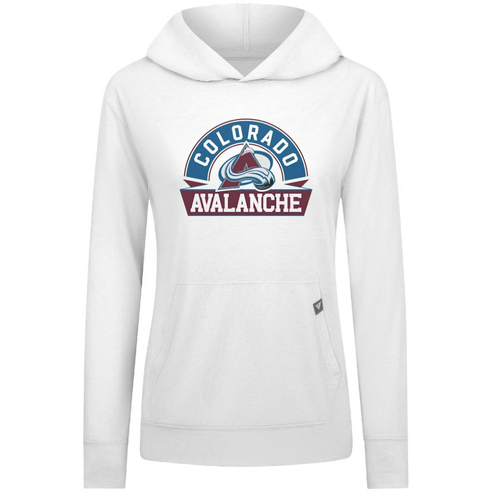 Colorado Avalanche Levelwear Women's Relay Banner Arch Pullover Hoodie - White Hoodies