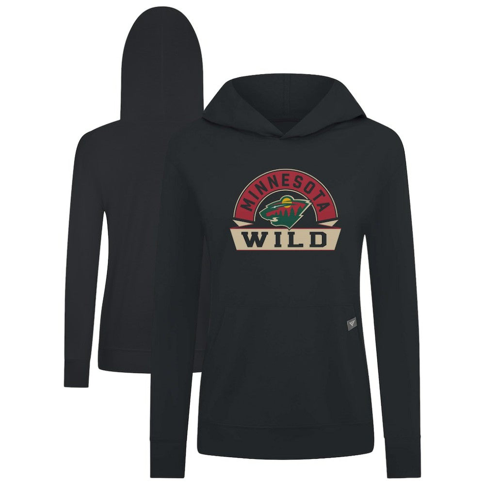 Minnesota Wild Levelwear Women's Relay Banner Arch Pullover Hoodie - Black Hoodies