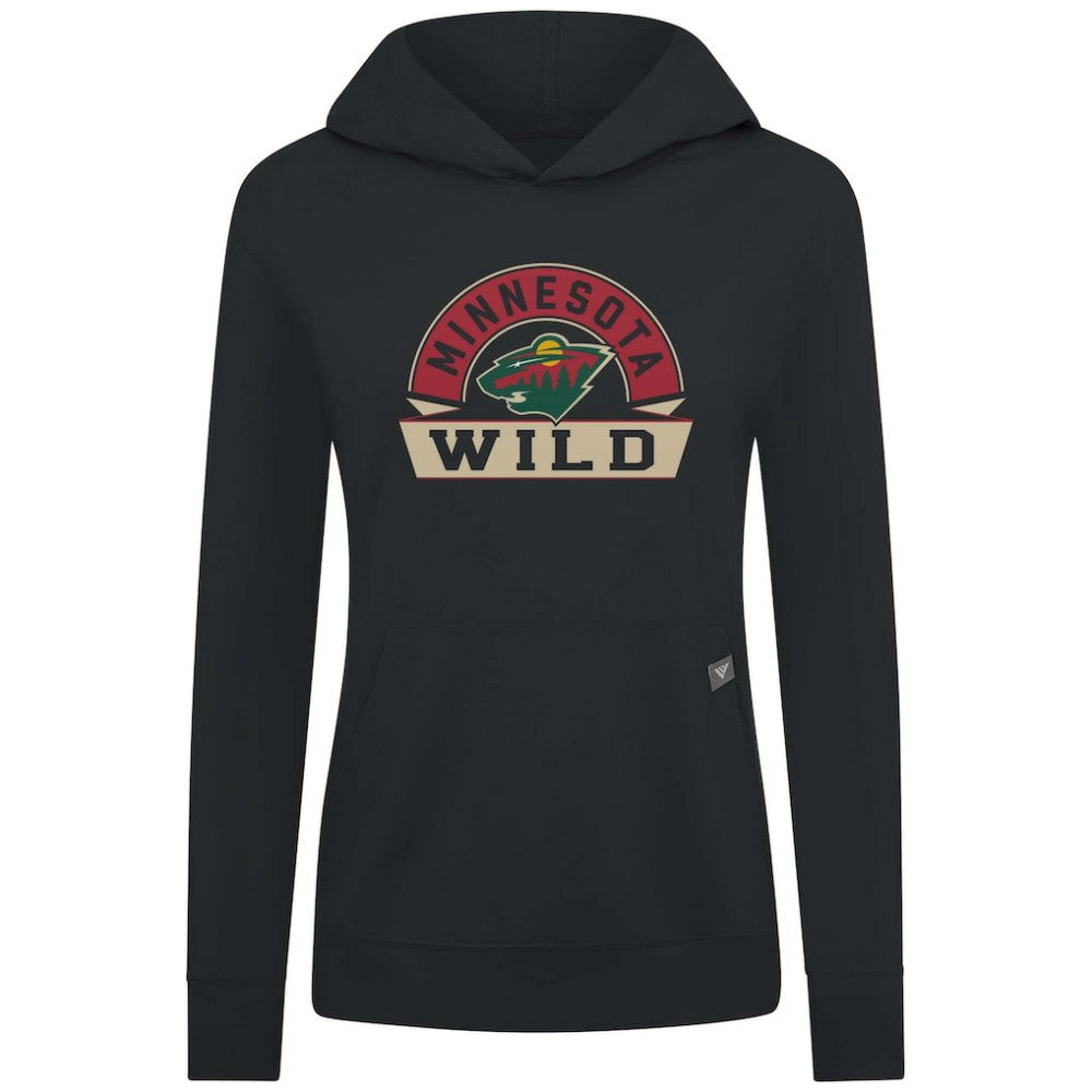 Minnesota Wild Levelwear Women's Relay Banner Arch Pullover Hoodie - Black Hoodies
