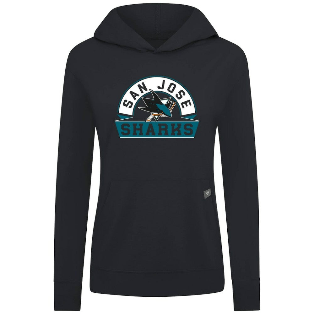 San Jose Sharks Levelwear Women's Relay Banner Arch Pullover Hoodie - Black Hoodies