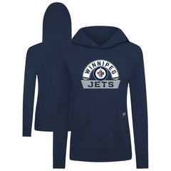 Winnipeg Jets Levelwear Women's Relay Banner Arch Pullover Hoodie - Navy Hoodies