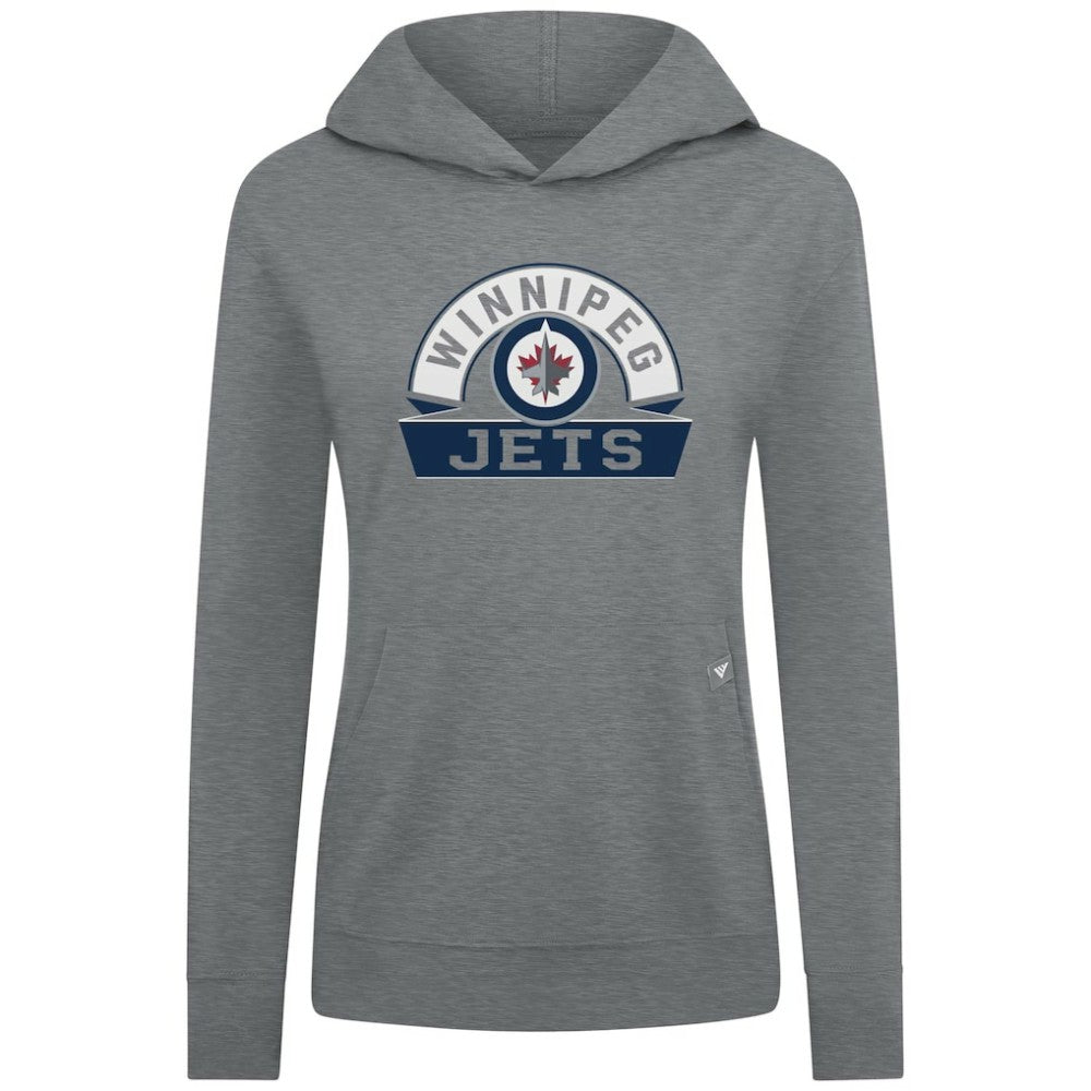 Winnipeg Jets Levelwear Women's Relay Banner Arch Pullover Hoodie - Gray Hoodies