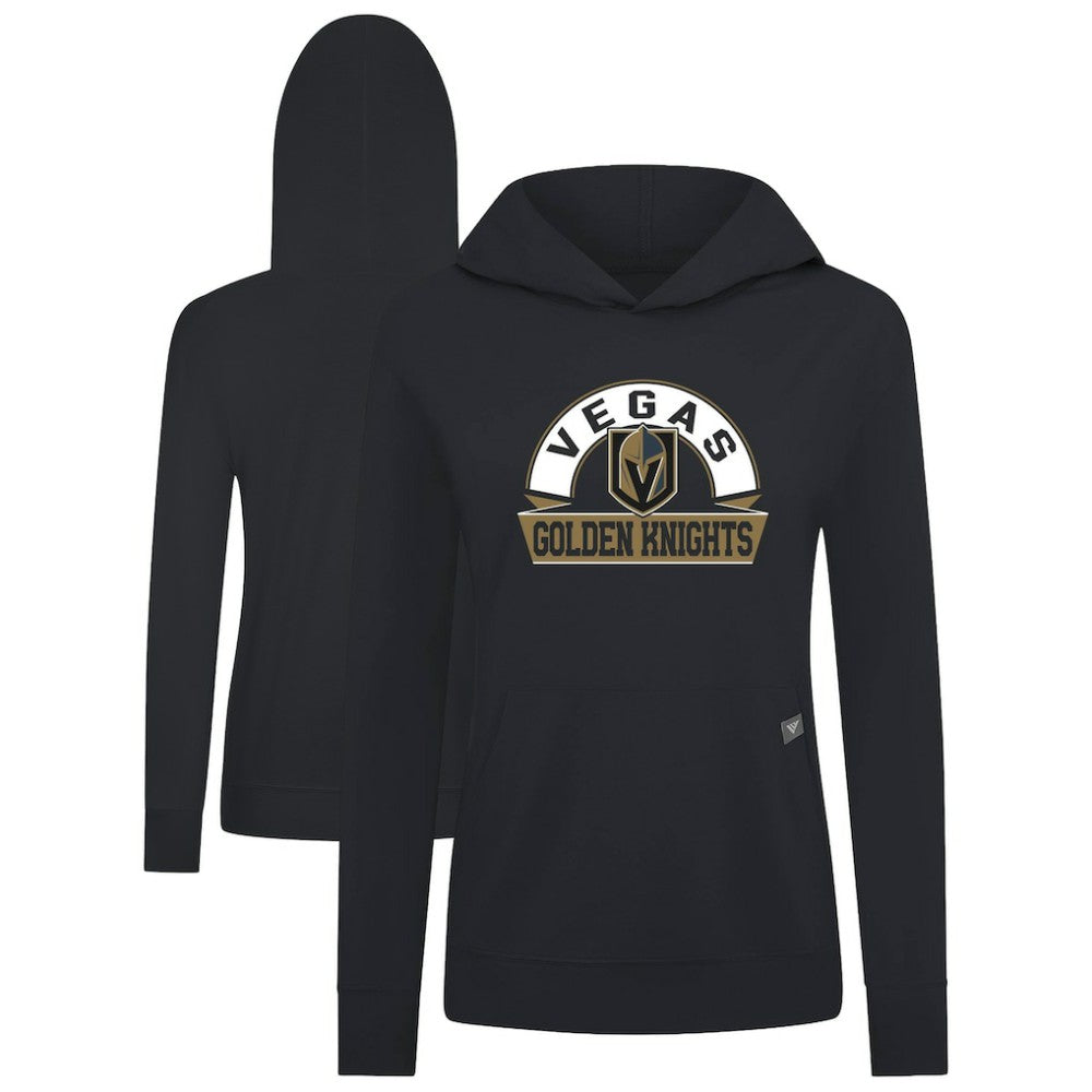 Vegas Golden Knights Levelwear Women's Relay Banner Arch Pullover Hoodie - Black Hoodies