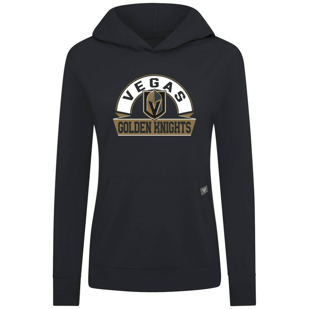Vegas Golden Knights Levelwear Women's Relay Banner Arch Pullover Hoodie - Black Hoodies