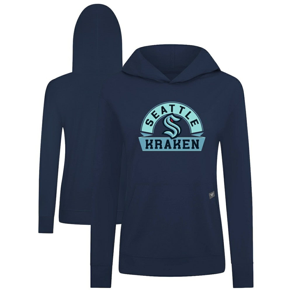 Seattle Kraken Levelwear Women's Relay Banner Arch Pullover Hoodie - Deep Sea Blue Hoodies