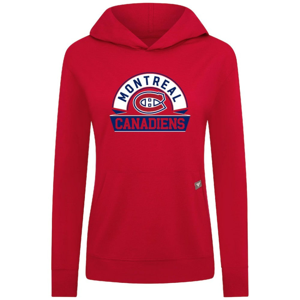 Montreal Canadiens Levelwear Women's Relay Banner Arch Pullover Hoodie - Red Hoodies