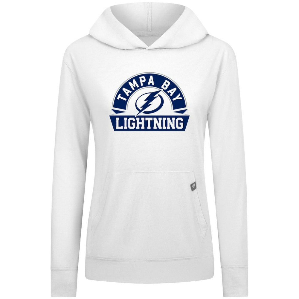 Tampa Bay Lightning Levelwear Women's Relay Banner Arch Pullover Hoodie - White Hoodies