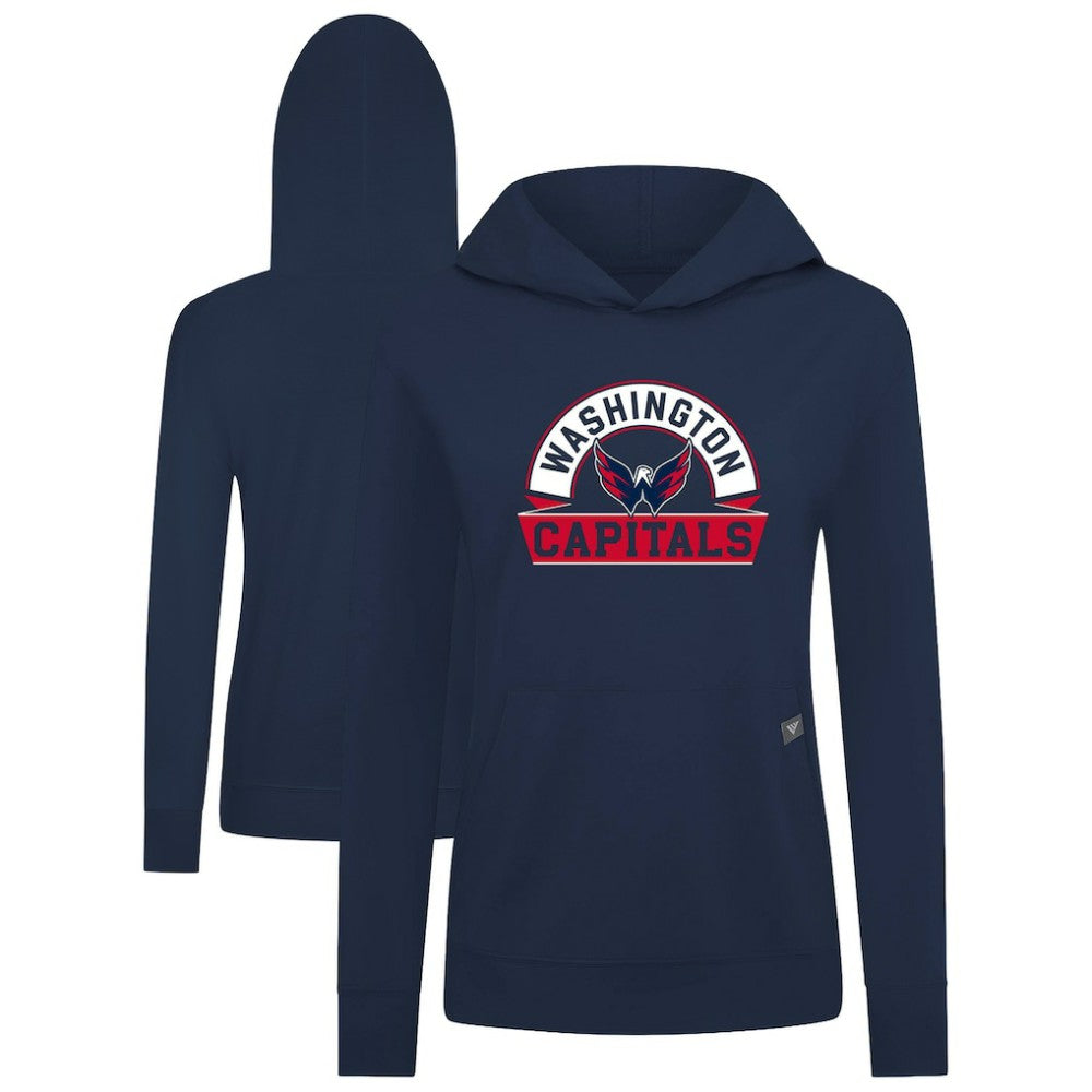 Washington Capitals Levelwear Women's Relay Banner Arch Pullover Hoodie - Navy Hoodies