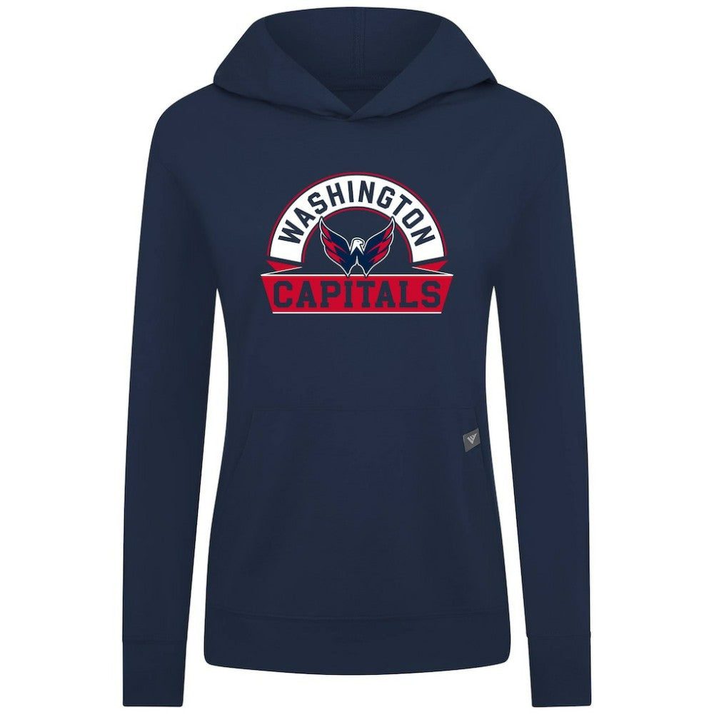 Washington Capitals Levelwear Women's Relay Banner Arch Pullover Hoodie - Navy Hoodies