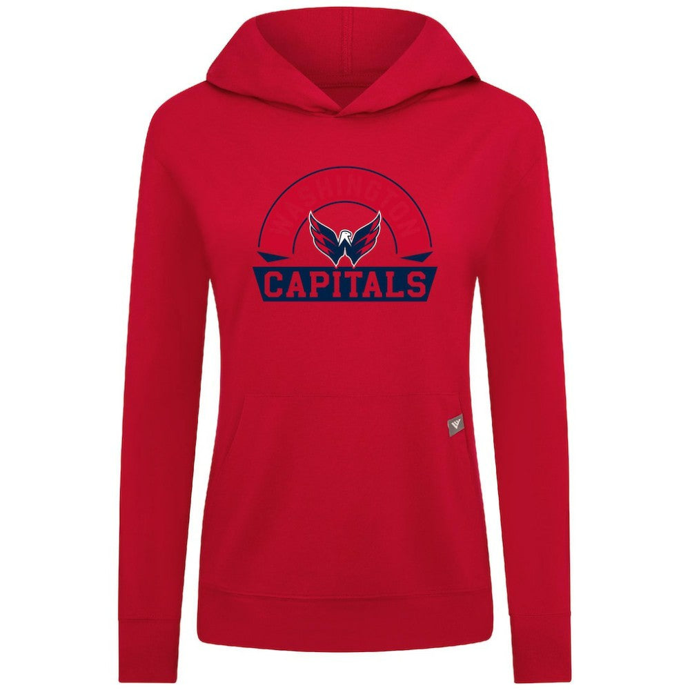 Washington Capitals Levelwear Women's Relay Banner Arch Pullover Hoodie - Red Hoodies