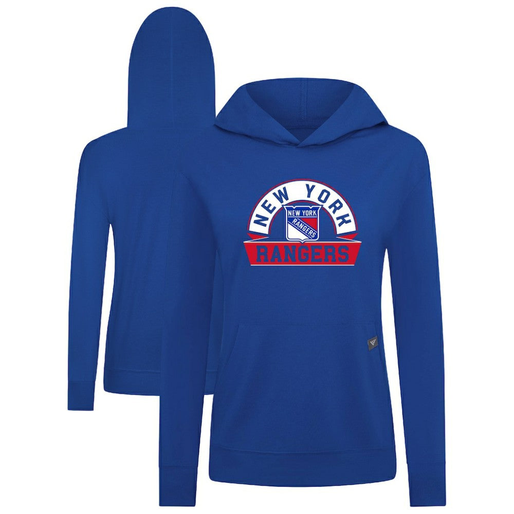 New York Rangers Levelwear Women's Relay Banner Arch Pullover Hoodie - Royal Hoodies
