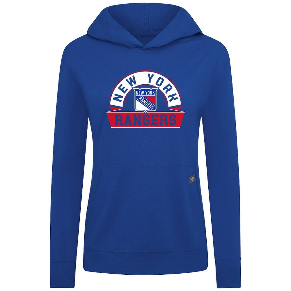 New York Rangers Levelwear Women's Relay Banner Arch Pullover Hoodie - Royal Hoodies