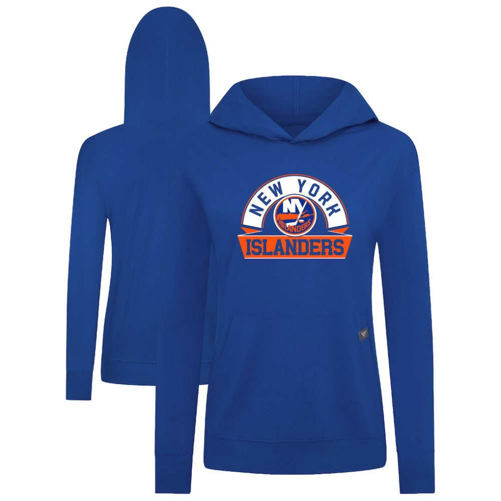 New York Islanders Levelwear Women's Relay Banner Arch Pullover Hoodie - Royal Hoodies